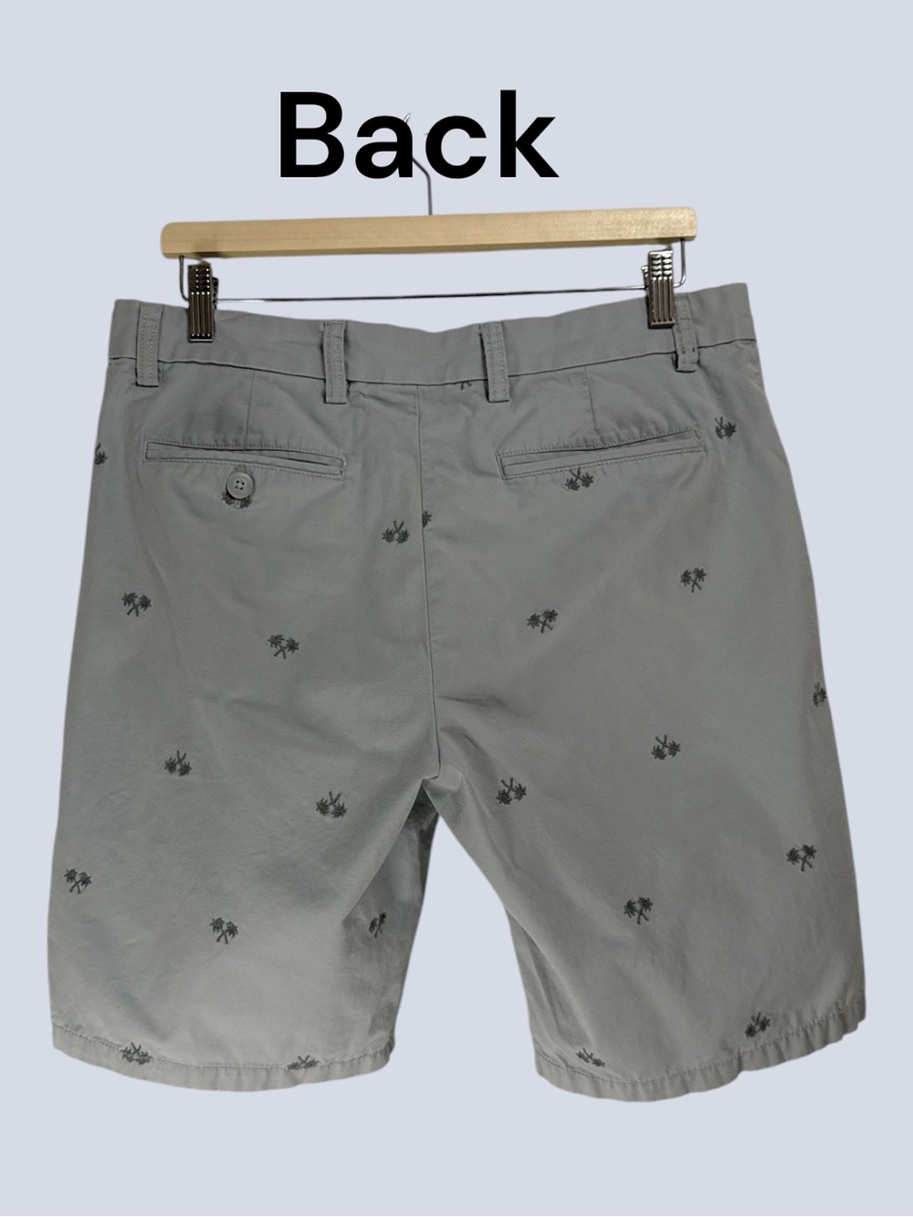 Old Navy Ultimate Slim Chino Shorts Palm Trees Gray Cotton 10” Inseam W33 - Picture 3 of 8